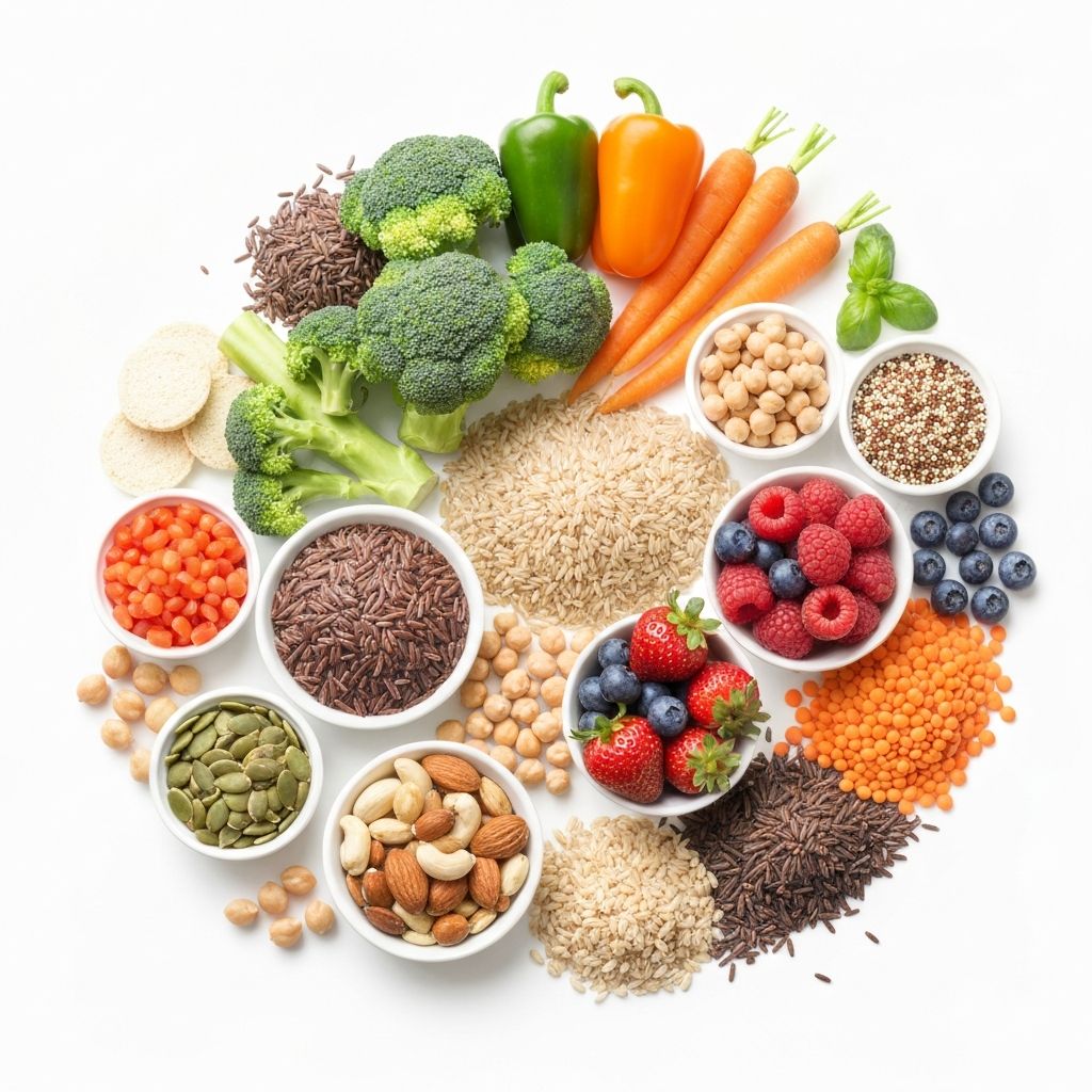 Olika matgrupper representerade av färgglada ingredienser